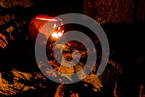 Haloween pumpkin on the stones