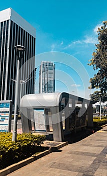 Halte bus stop and view