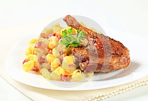 Halushky with roast duck leg