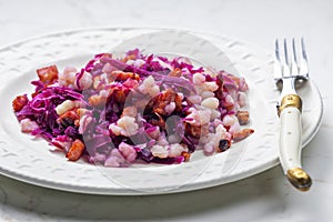 halusky with bacon and red cabbage
