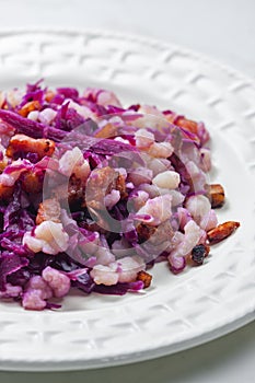 halusky with bacon and red cabbage