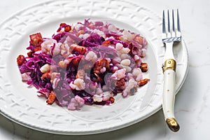 halusky with bacon and red cabbage