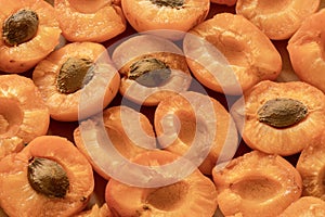 Halved apricots closeup