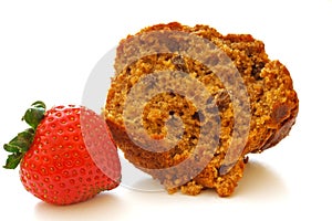 Halved Bran Muffin with Single Strawberry