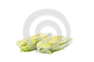 Halved Chinese cabbage or petsai isolated on a white background