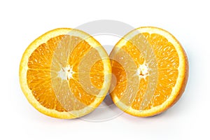 Halved fresh and healthy Orange Fruit isolated white