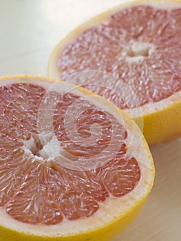Halved Pink Grapefruit