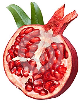 Halved pomegranate fruit