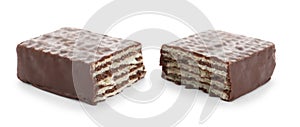 Halves of wafer stick with chocolate coating