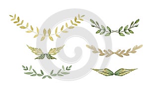 Halves of wreaths from green branches of plants.