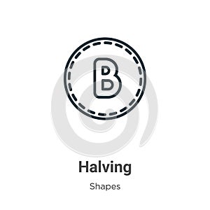 Halving outline vector icon. Thin line black halving icon, flat vector simple element illustration from editable shapes and