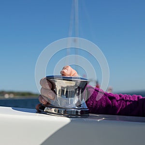 Halyard Winch of a Sailboat photo
