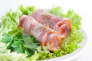 Ham. Bacon roll with spice and herbs
