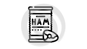ham canned food line icon animation