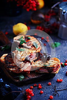 Ham cheddar cranberry melt sandwich