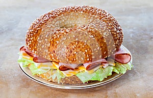 Ham and Cheese Bagel Sandwich