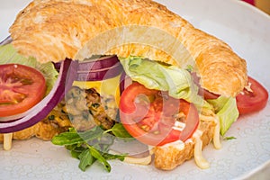 Ham Cheese Croissant with Bacon and salad