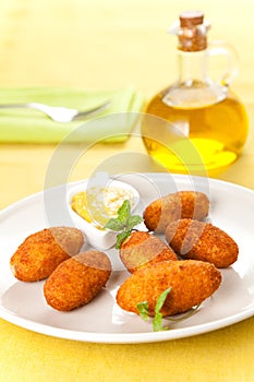 Ham and cheese croquettes photo