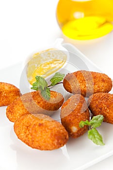 Ham and cheese croquettes photo