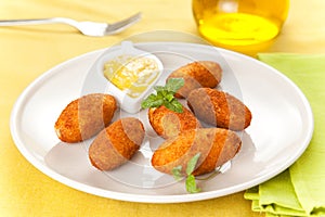 Ham and cheese croquettes photo