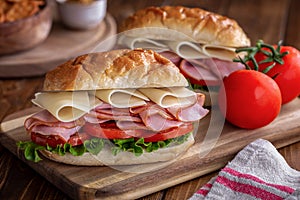 Ham and Cheese Sandwich on a Bun