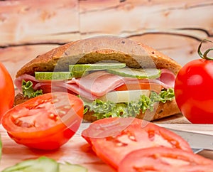 Ham Cheese Sandwich Represents Vegetarian Lettuce And Salad