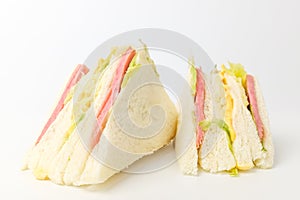 Ham cheese sandwich on white background