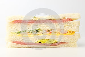 Ham cheese sandwich on white background