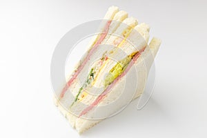 Ham cheese sandwich on white background