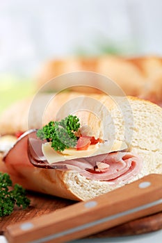 Ham and cheese sub sandwich