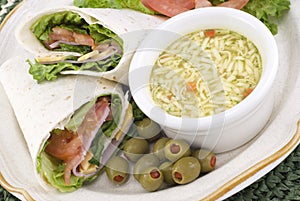 Ham and Cheese Wrap with Soup