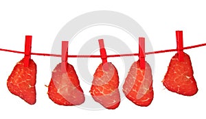 Ham dried meat drying on clothes line