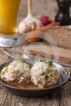 Ham dumplings in broth