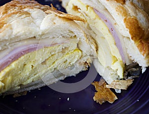 Ham and egg breakfast sandwich