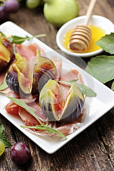 Ham with fresh fig