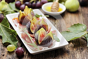 Ham with fresh fig