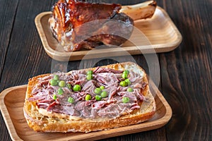 Ham hock meat sandwich