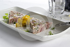 Ham hock & trotter terrine