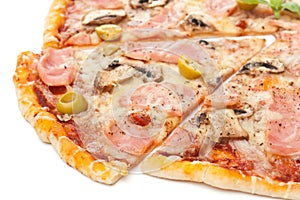 Ham and Mushroom Pizza with Olives