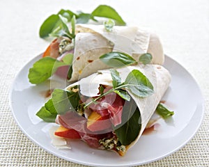 Ham, Peach and cheese wrap