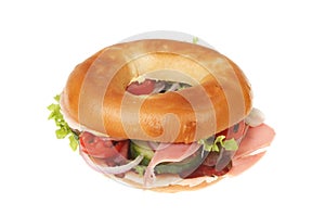 Ham salad bagel