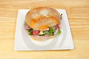 Ham salad bagel