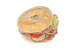Ham salad bagel