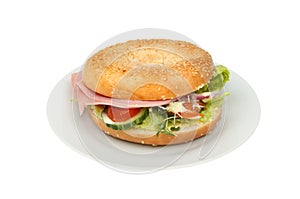 Ham salad bagel