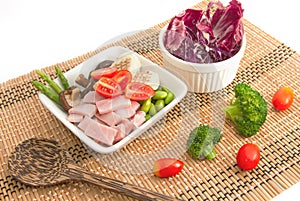 Ham salad and mix vegetable