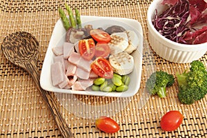 Ham salad and mix vegetable