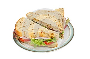 Ham salad sandwich on a plate