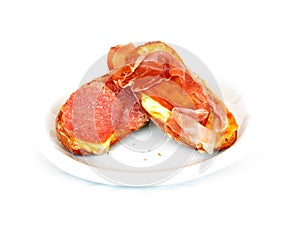 Ham and salami crostini