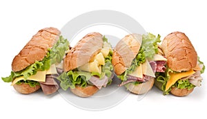 Ham, salami, turkey and beef sandwiches