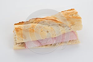 Ham sandwich with butter isolated